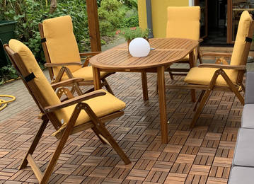 Egyedi méretre gyártott magas háttámlás párna kerti székekhez Uni-Living Yellow színben