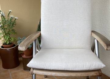Egyedi méretre gyártott magas háttámlás párna kerti székekhez Uni-Living Beige színben